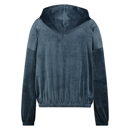 Jacket hoodie velours, Blauw