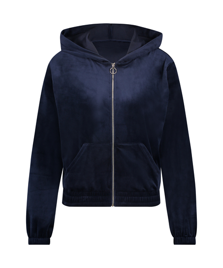 Hoodie jas Velours, Blauw