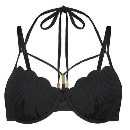 Voorgevormde beugel bikinitop Scallop Glam, Zwart