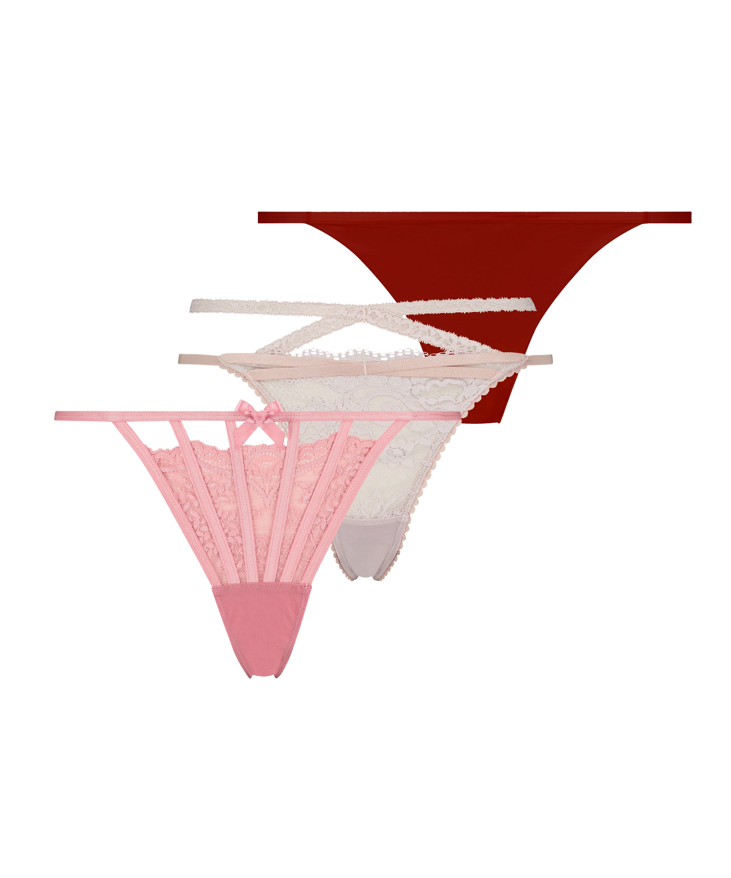 Lot de 3 strings, Rose, main