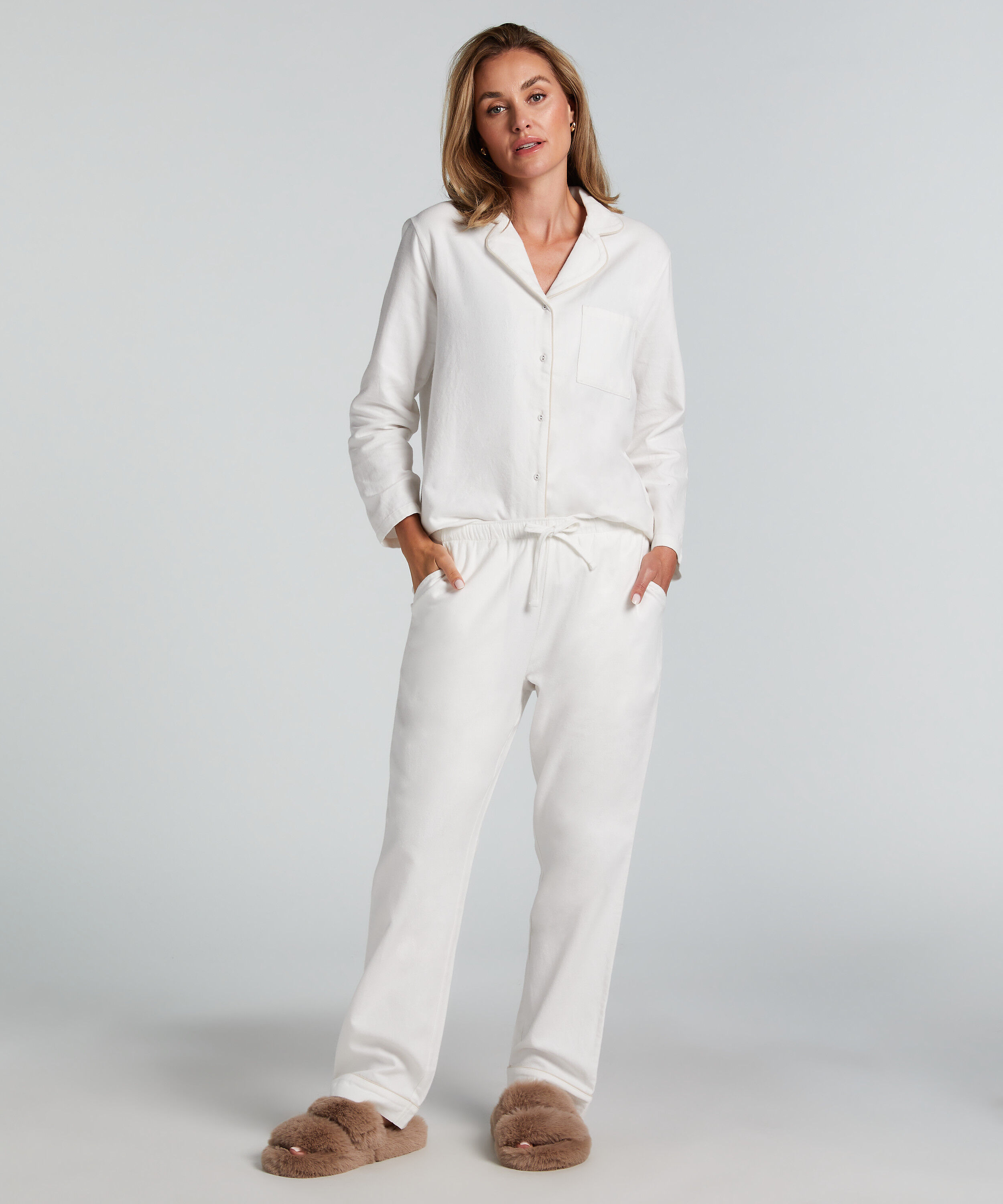 Pyjamabroek Flannel, Wit