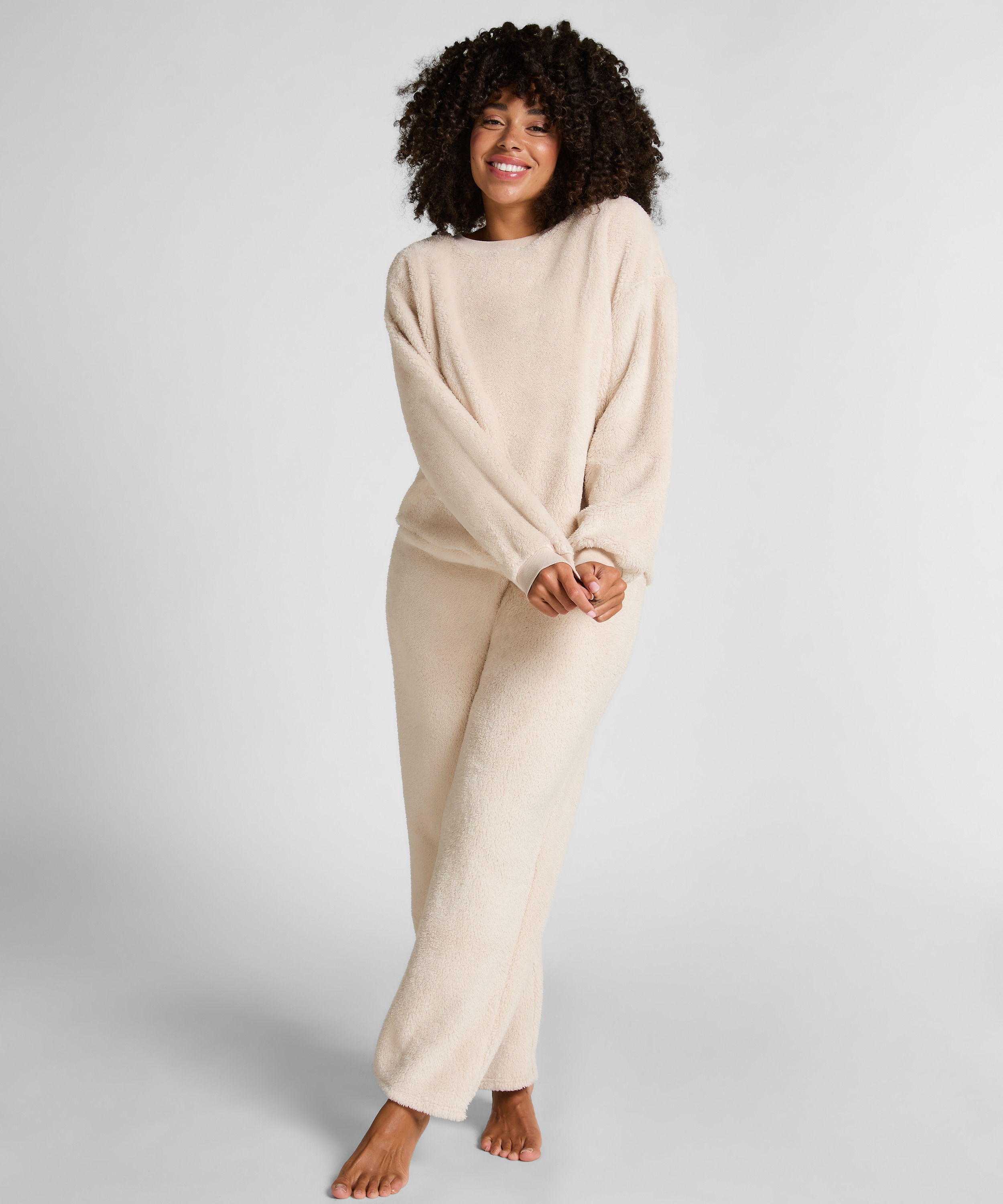 Top met lange mouwen Fluffy Fleece, Beige, main