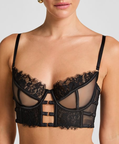 Soutien-gorge à armatures non-rembourré longline Nienke, Noir