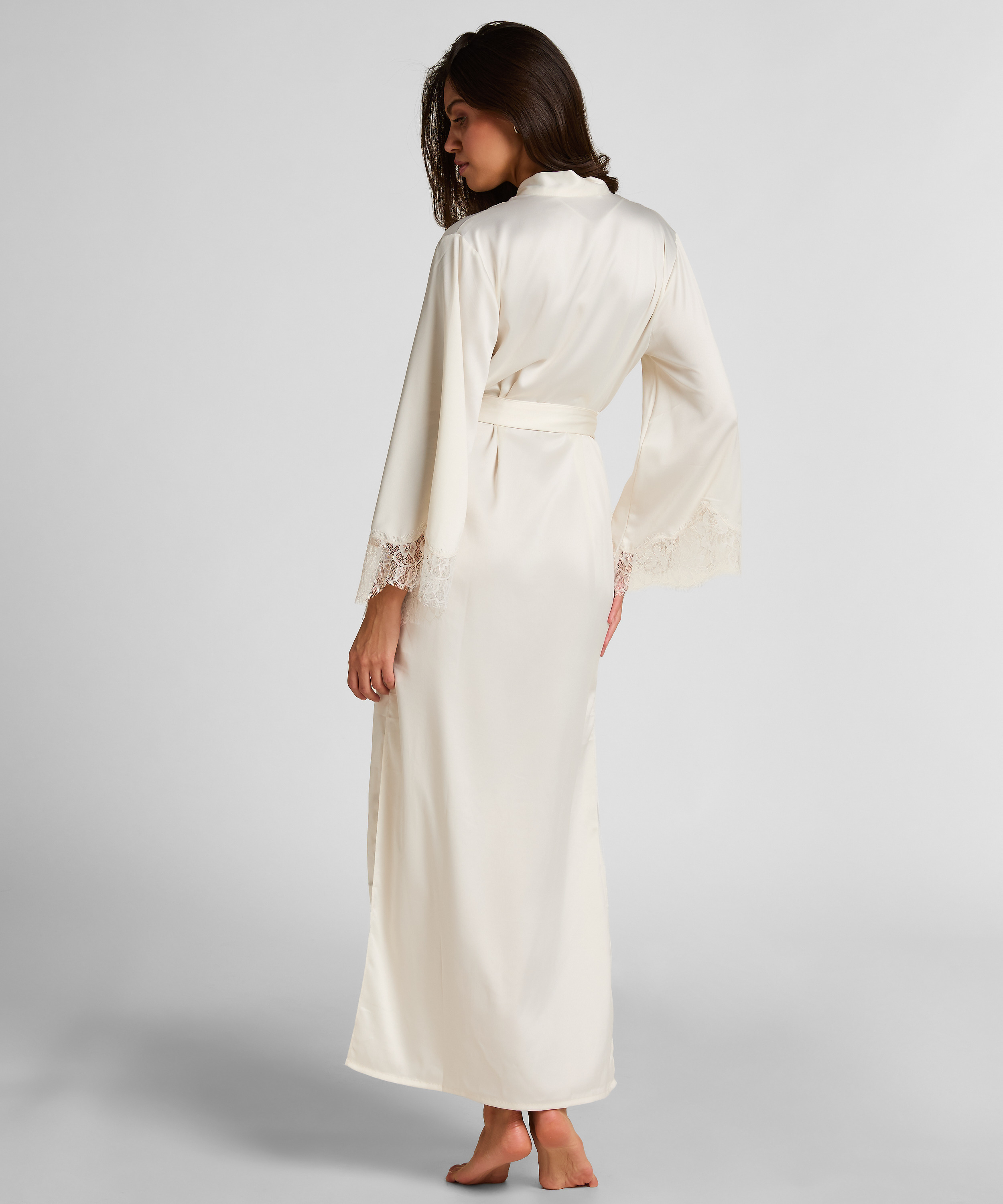 Lange satijnen kimono Valerie, Wit, main