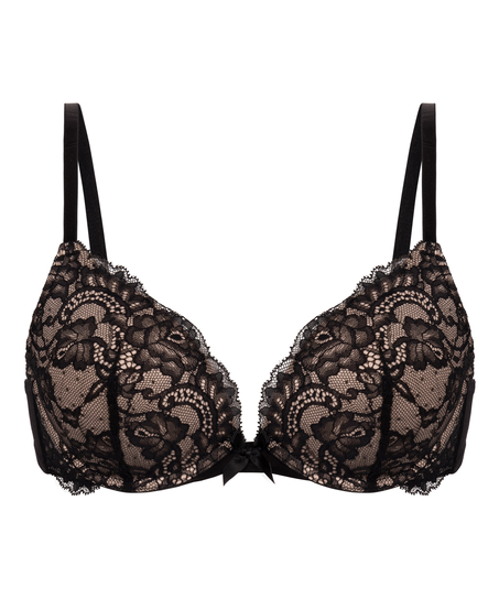 Soutien-gorge push-up &agrave; armatures pr&eacute;form&eacute; Teddy, Noir
