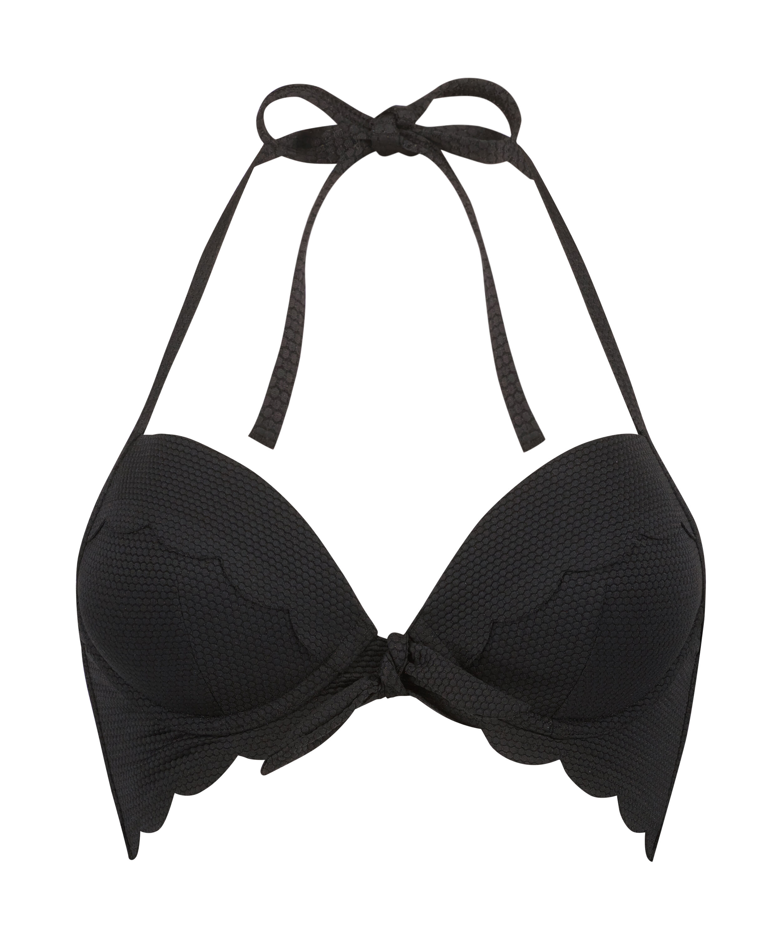 Voorgevormde push-up beugel bikinitop Scallop Cup A - E, Zwart