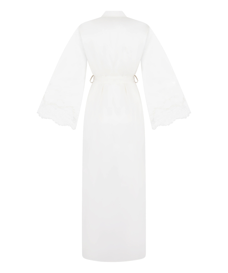 Lange satijnen kimono Valerie, Wit