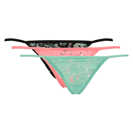 3-pack tangas lace, Blauw
