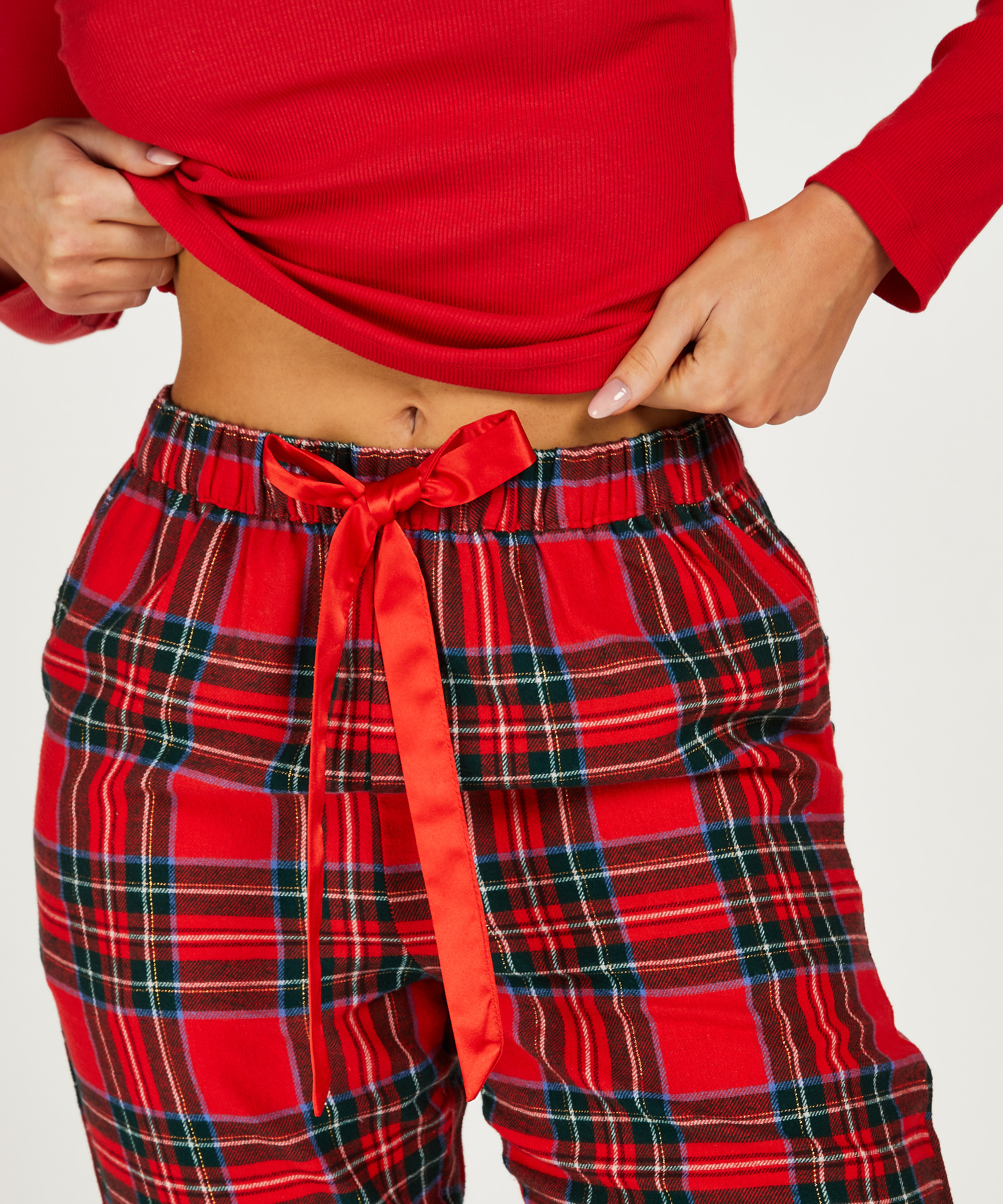 Petite pyjamabroek Flanel, Rood, main