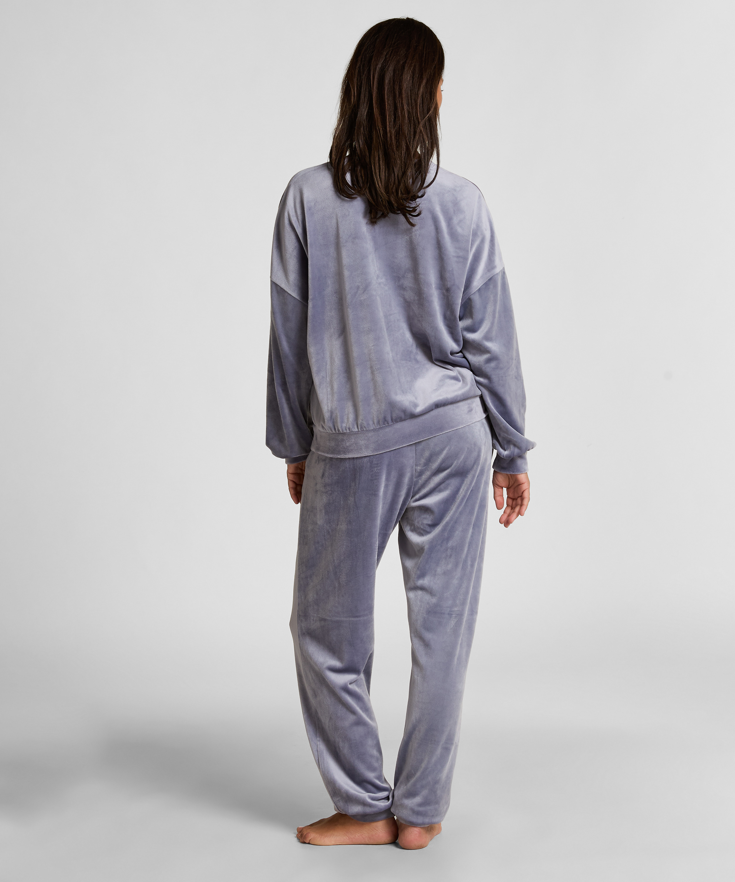 Joggingbroek Velours, Blauw, main