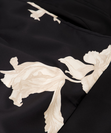 Kimono Satijn Bloom, Zwart