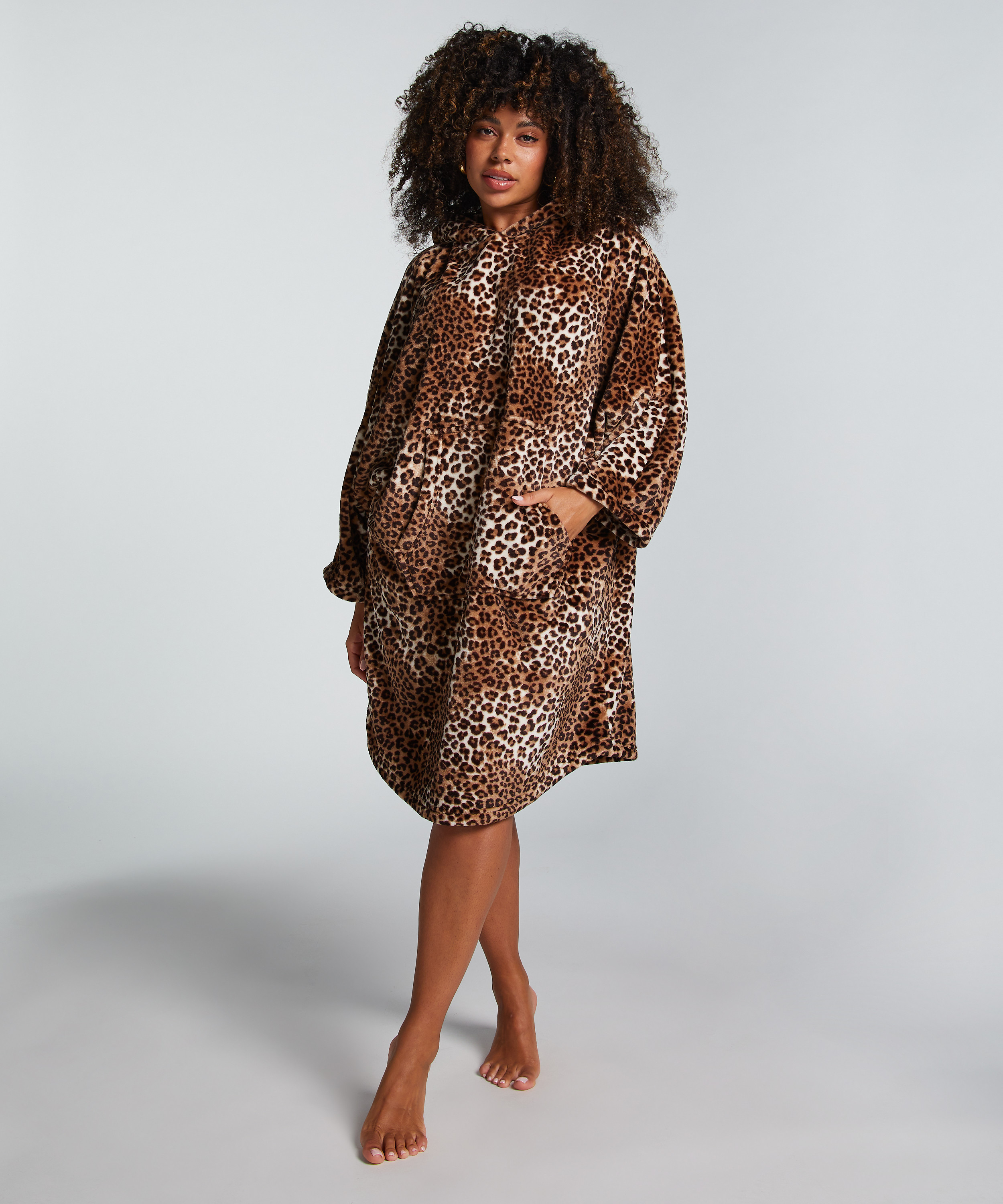 Flannel Fleece Hoodie, Beige, main