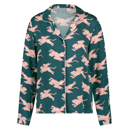 Veste de pyjama manches longues Woven, Bleu