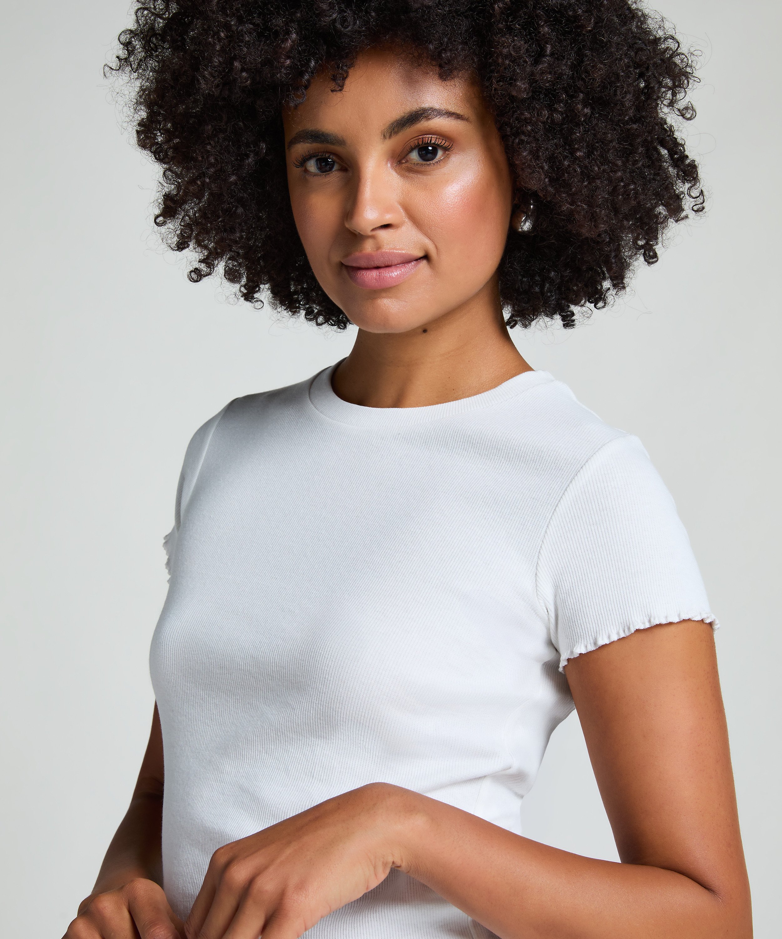 Katoenen shirt met korte mouwen, Wit, main