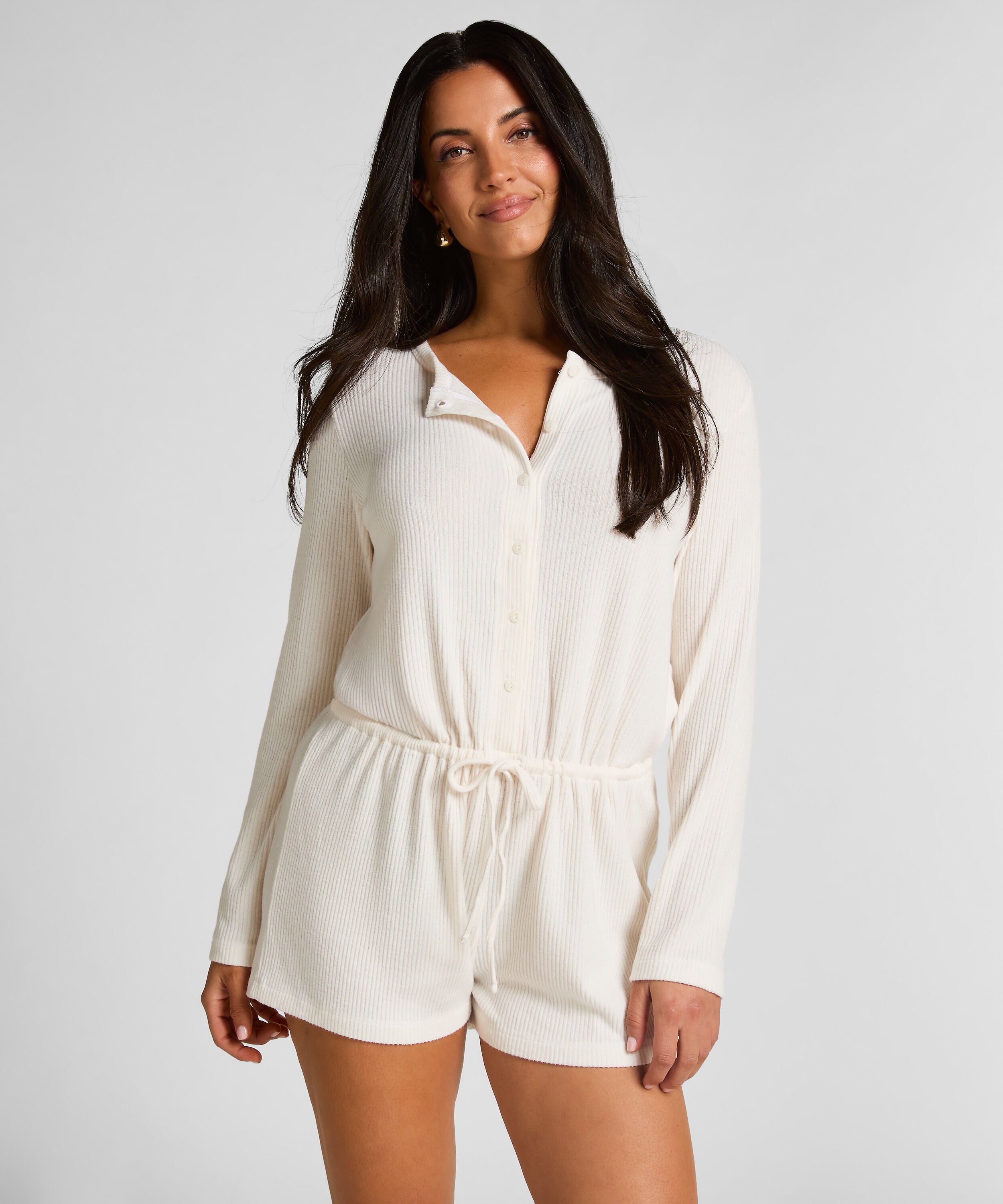 Korte geribde jersey onesie