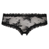 Slip brésilien V-shape Floral Mesh, Noir