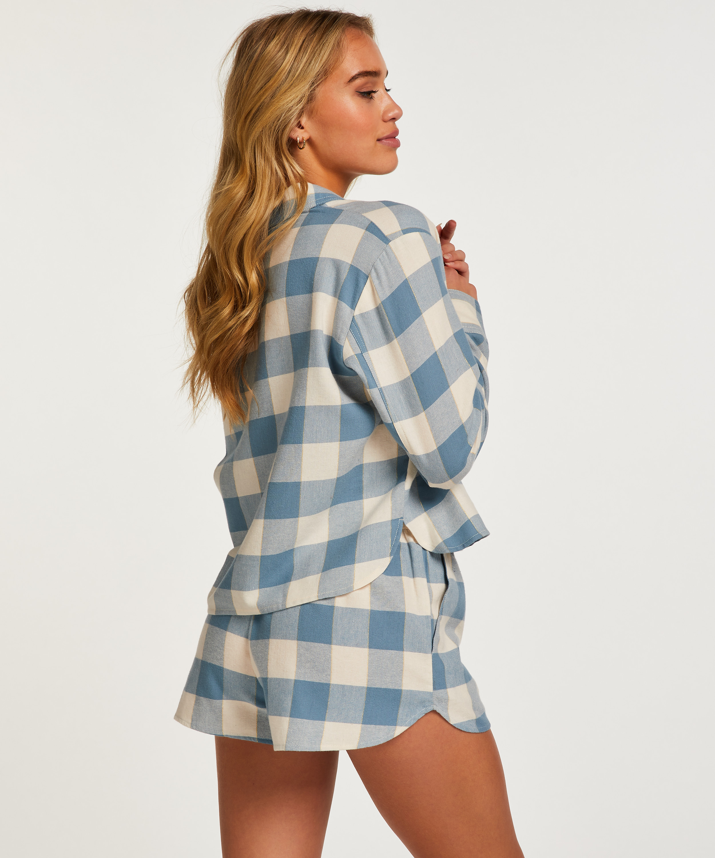 Short Twill Check, Blauw, main