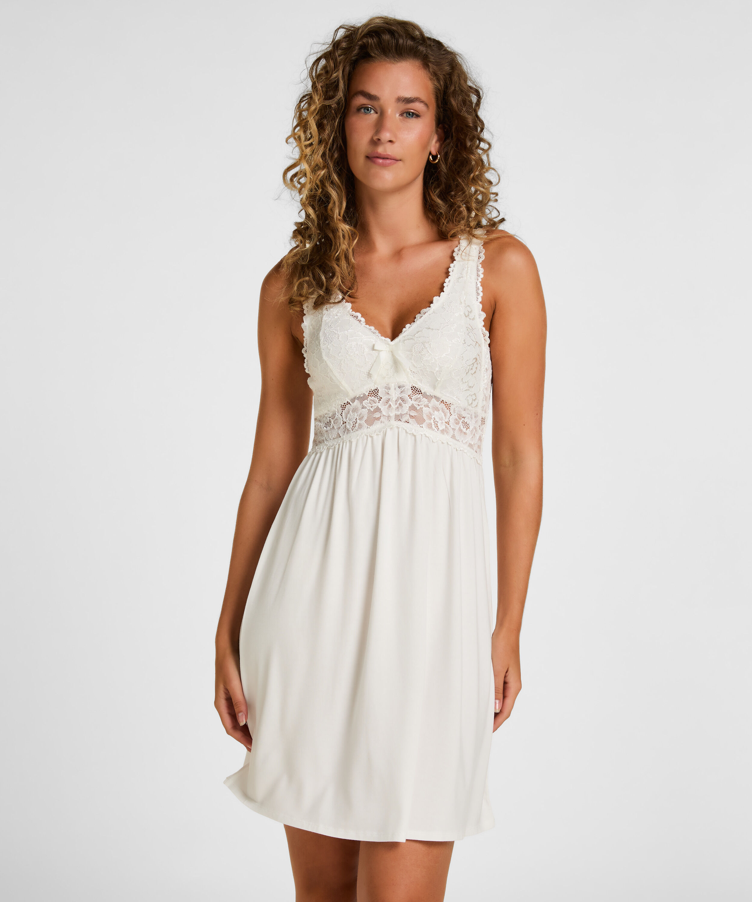 Slipdress Nora Lace, Wit