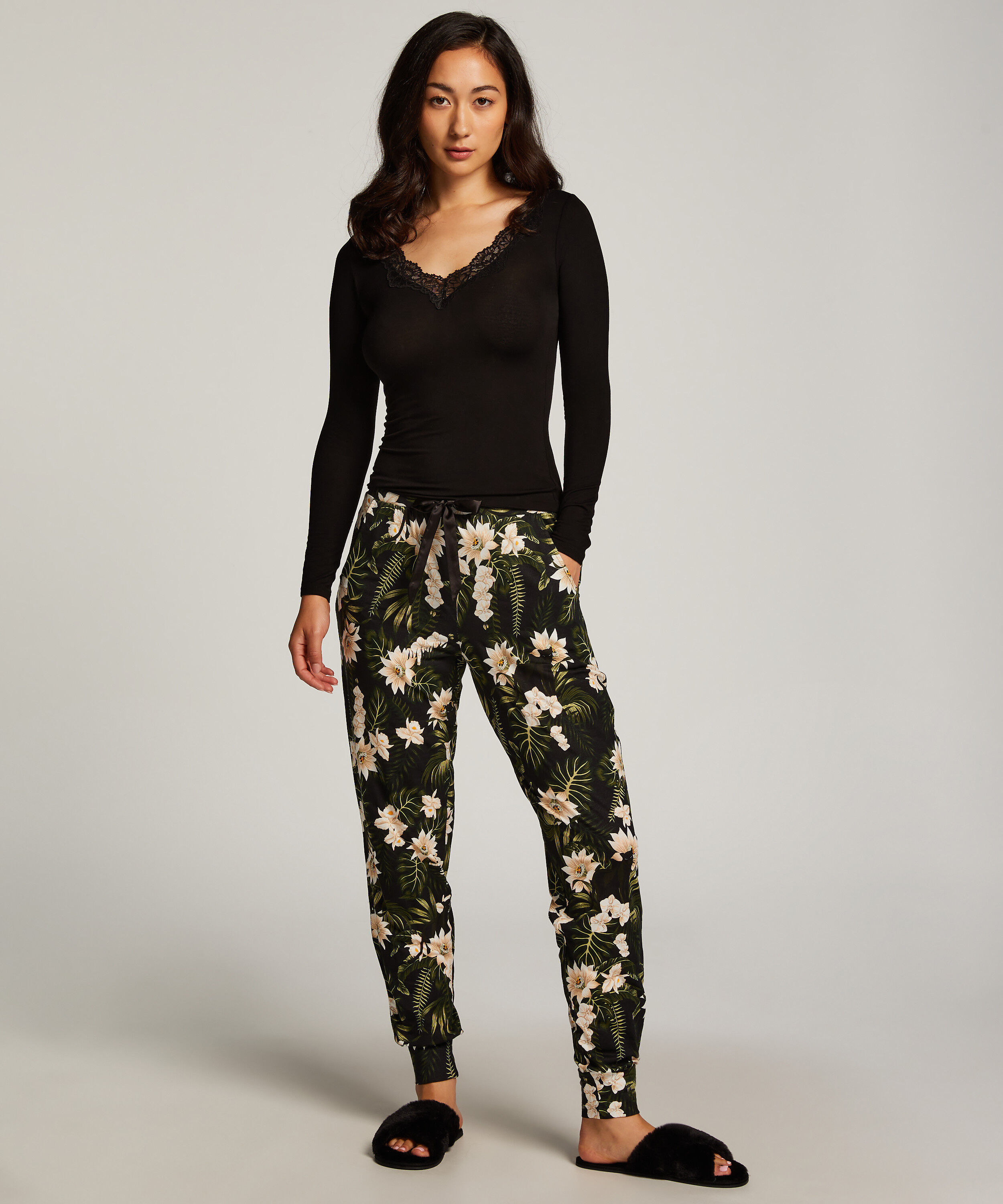 Pyjamabroek Jersey, Zwart