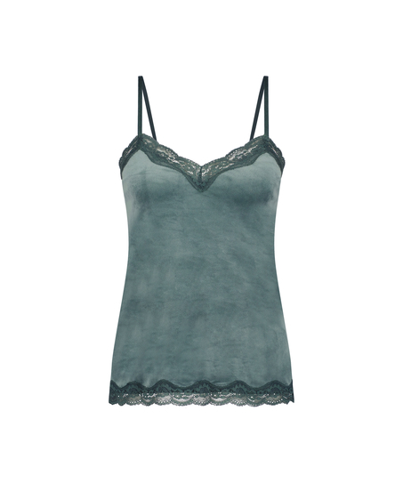Cami top Velours Lace, Groen