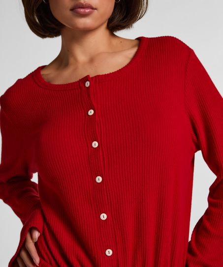 Combinaison de pyjama courte en jersey c&ocirc;tel&eacute;, Rouge