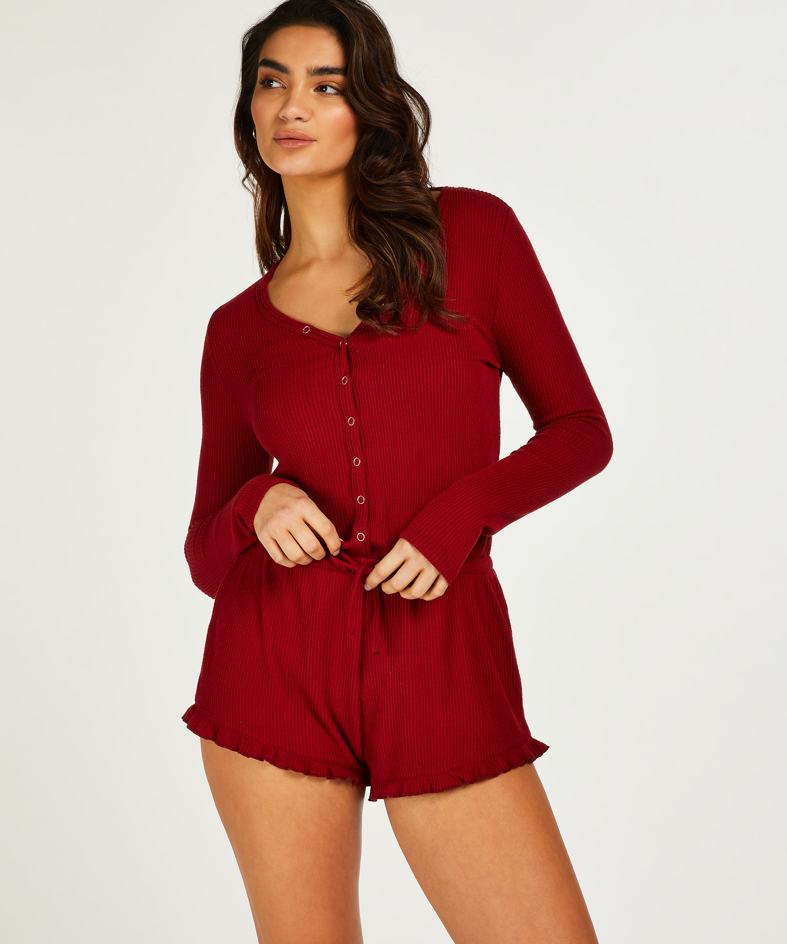 Jumpsuit Rib, Rood, main