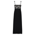 Slipdress Modal lace long, Zwart