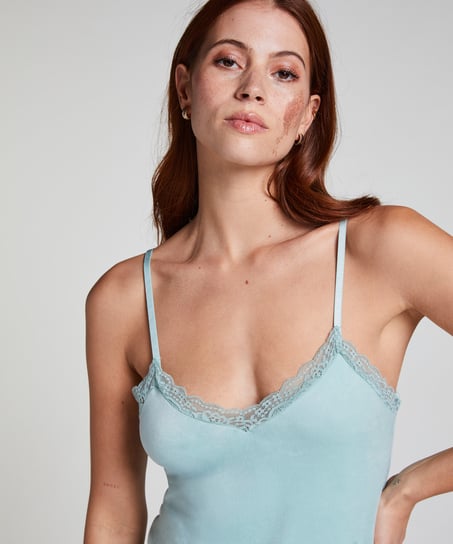 Cami top Velours Lace, Groen