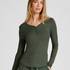 Pyjamatop met lange mouwen Henley, Groen