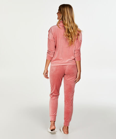 Haut de pyjama manches longues Velours Turtle Neck, Rose