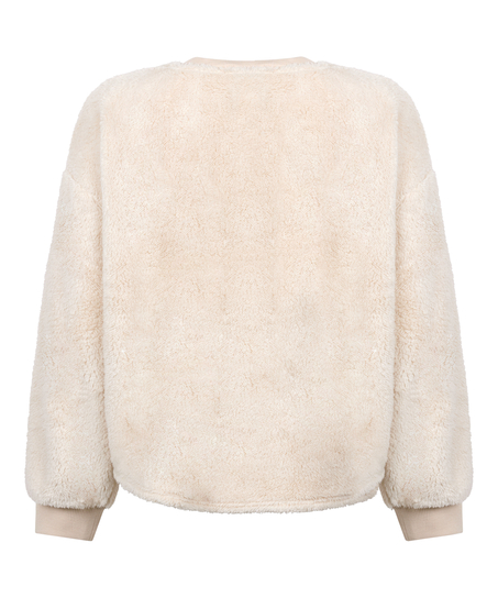 Top &agrave; manches longues Fluffy Fleece, Beige