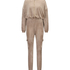 Jumpsuit Hoodie Velours, Bruin