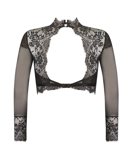 Bralette lange mouwen Cynthia, Zwart