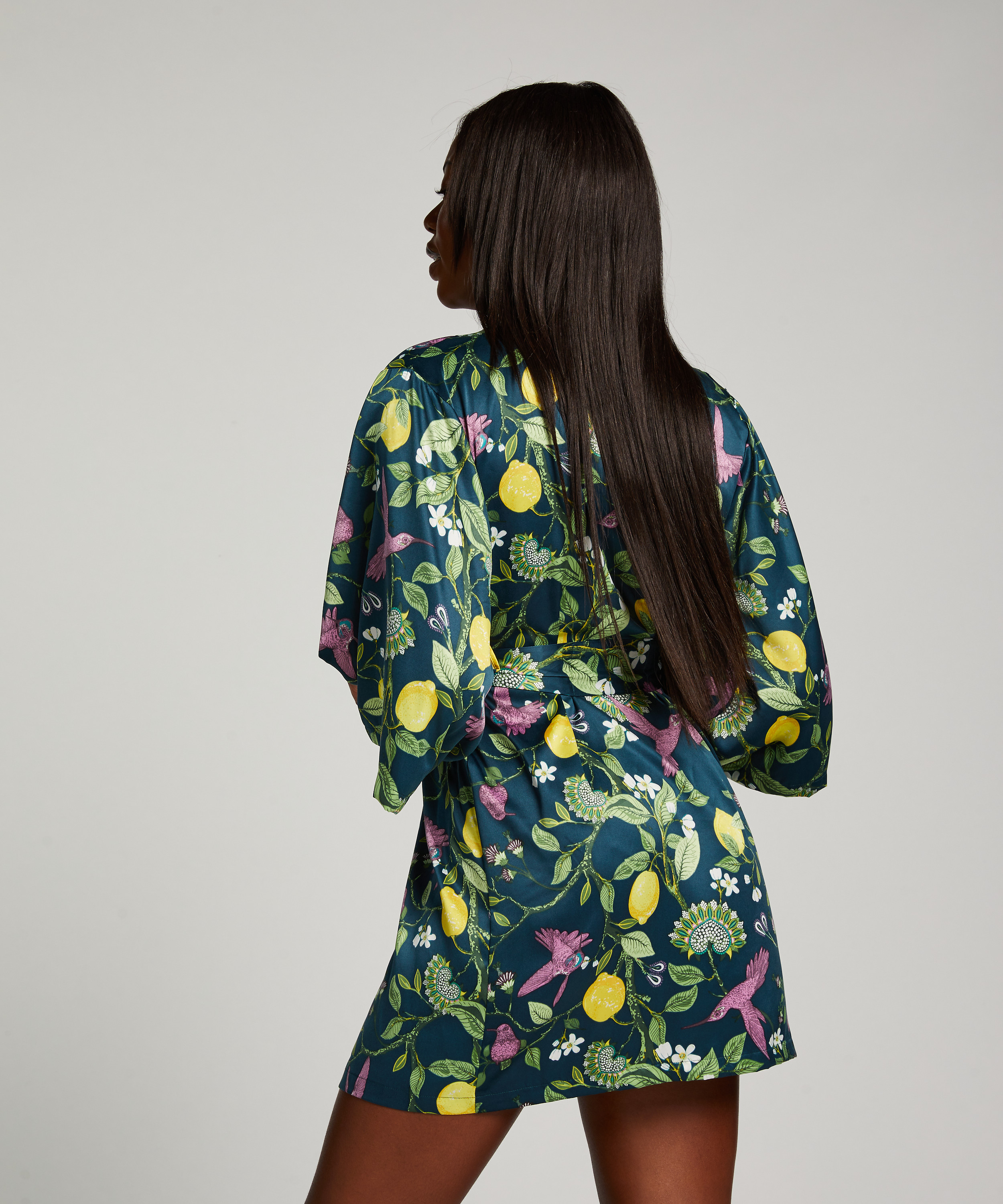 Kimono Satin, Blauw, main