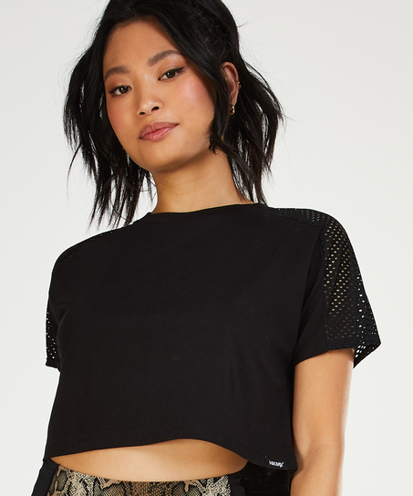 HKMX Crop Top Mesh, Zwart
