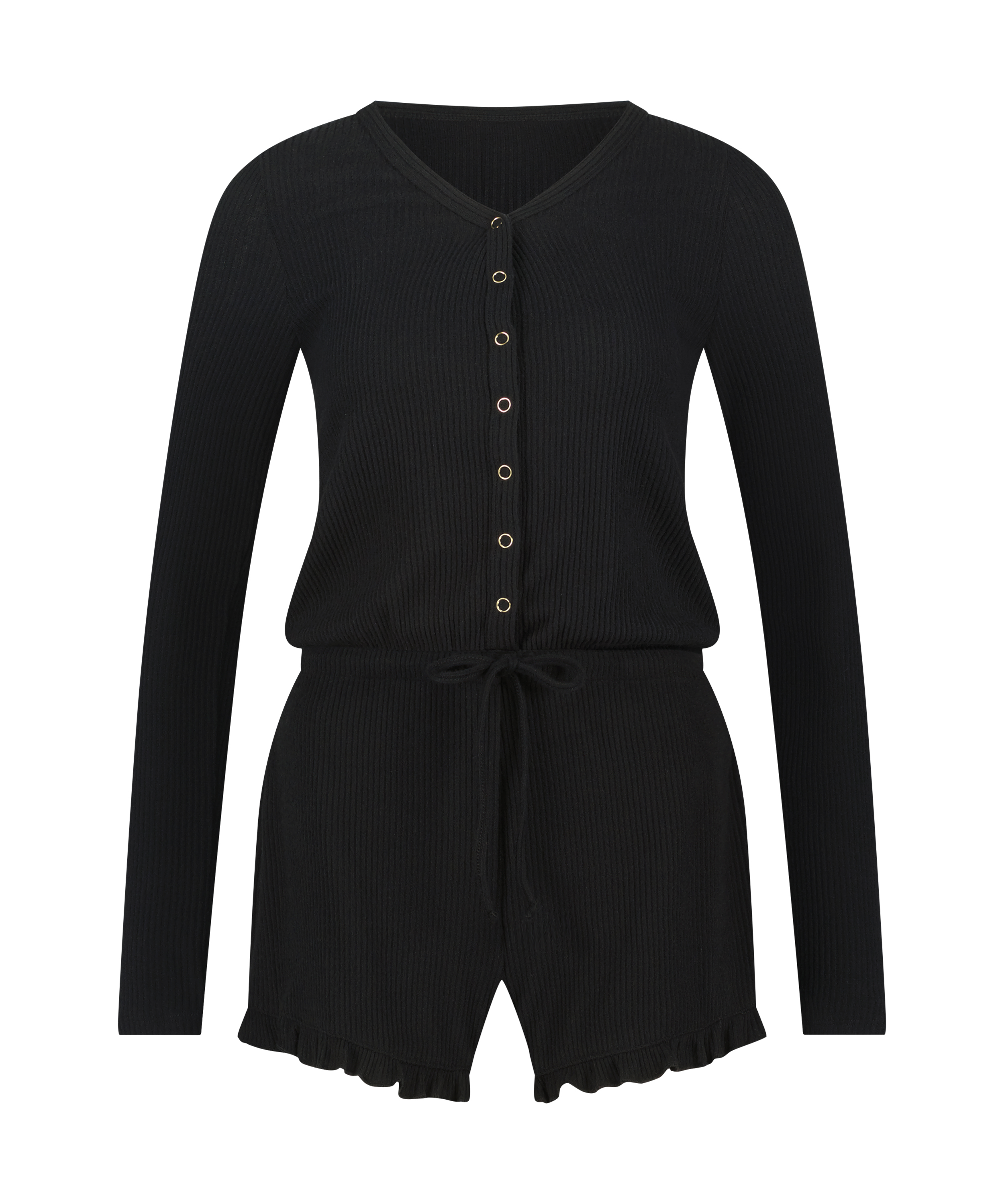 Jumpsuit Rib, Zwart, main