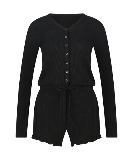 Jumpsuit Rib, Zwart