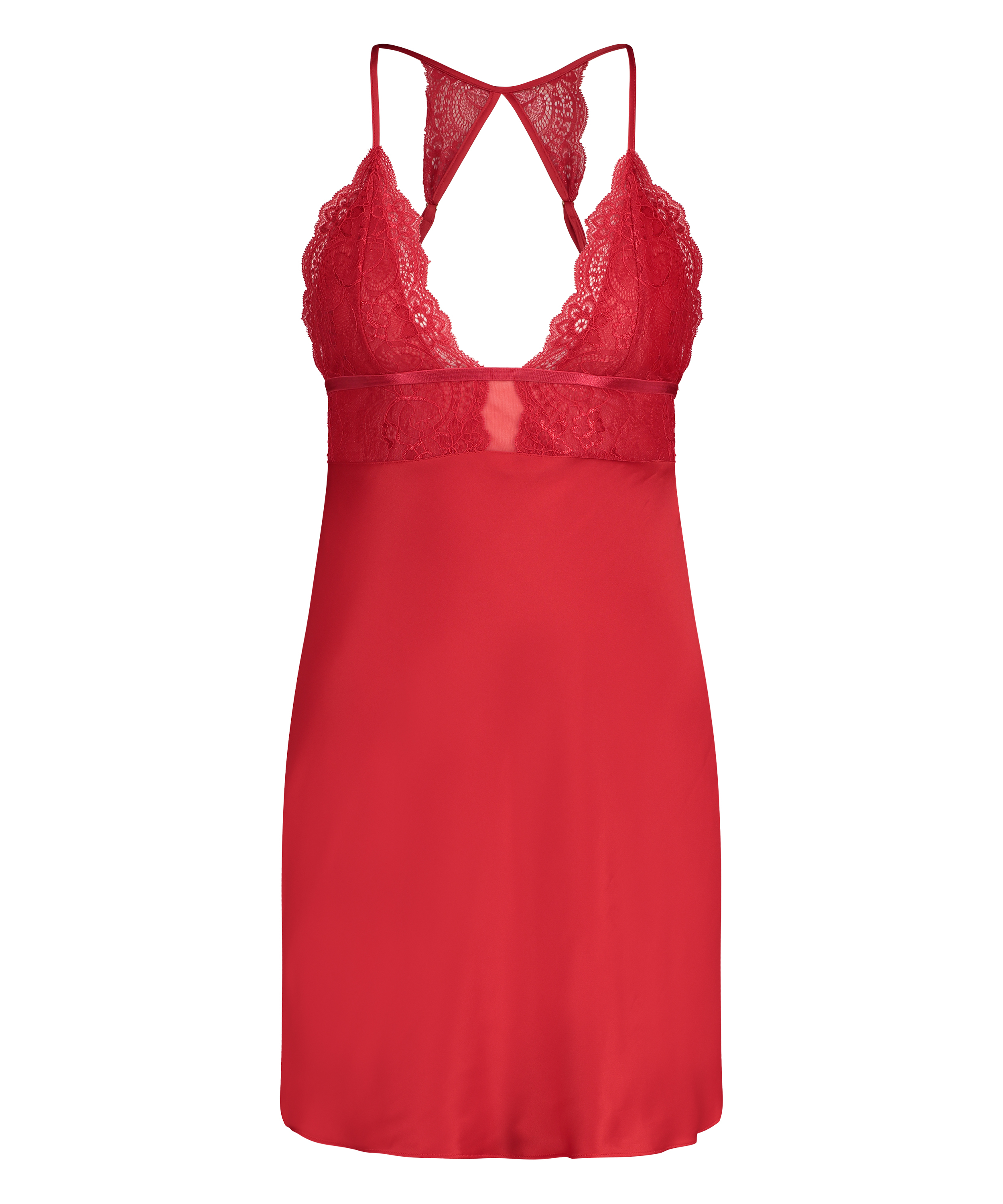Slipdress Satin Lace, Rood, main