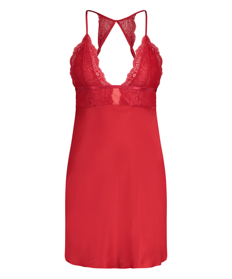Slipdress Satin Lace, Rood