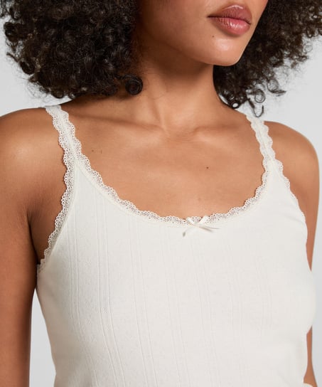 Débardeur Pointelle, Blanc