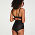 Culotte taille haute avec gaine sculptante en dentelle scuba - Level 3, Noir