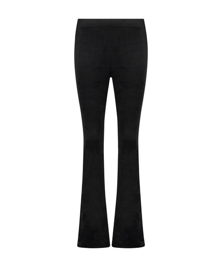 Flared Velours Legging, Zwart