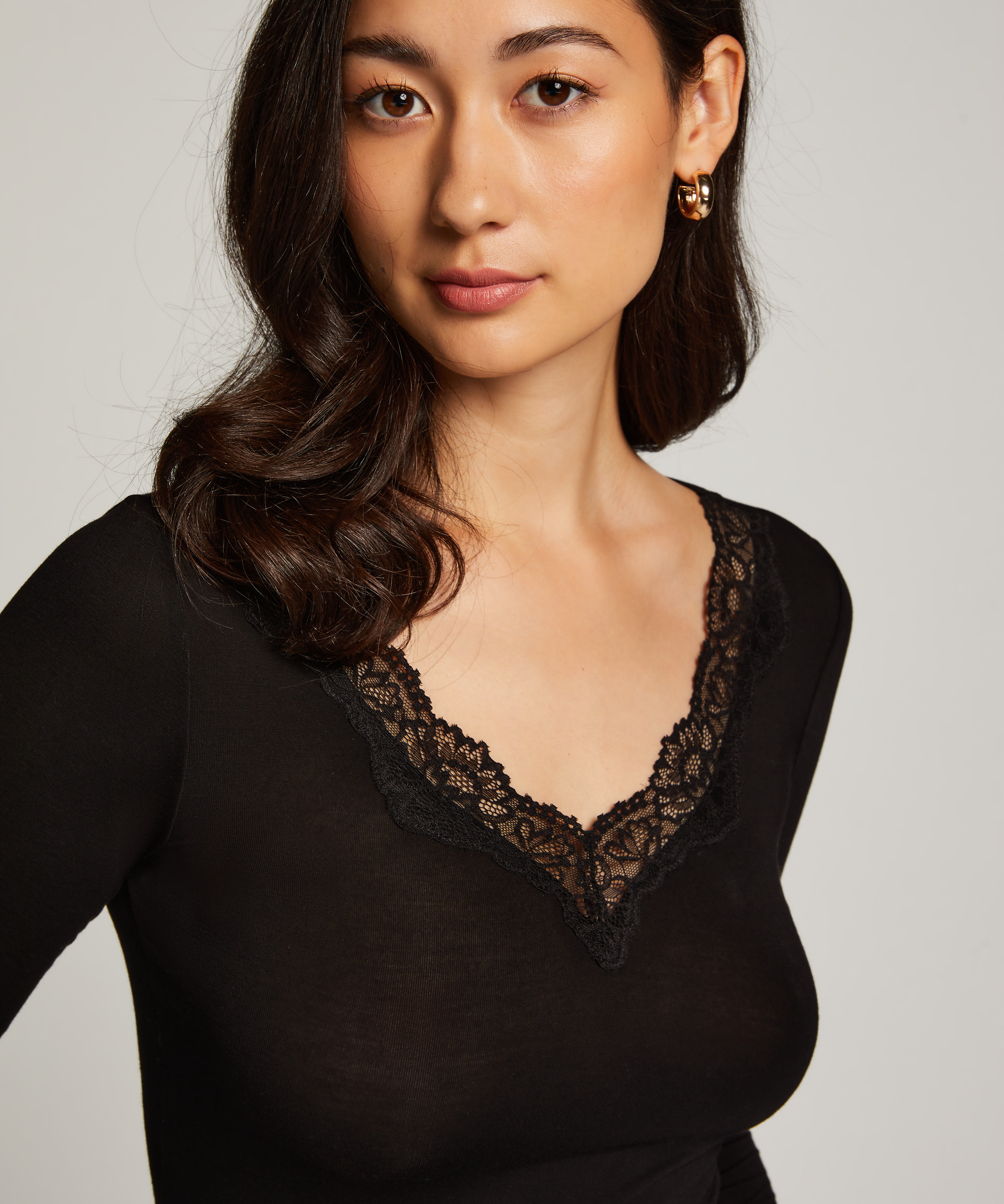 Pyjamatop lange mouwen Jersey, Zwart, main