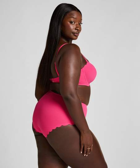 Bas de bikini Rio taille haute festonn&eacute;, Rose