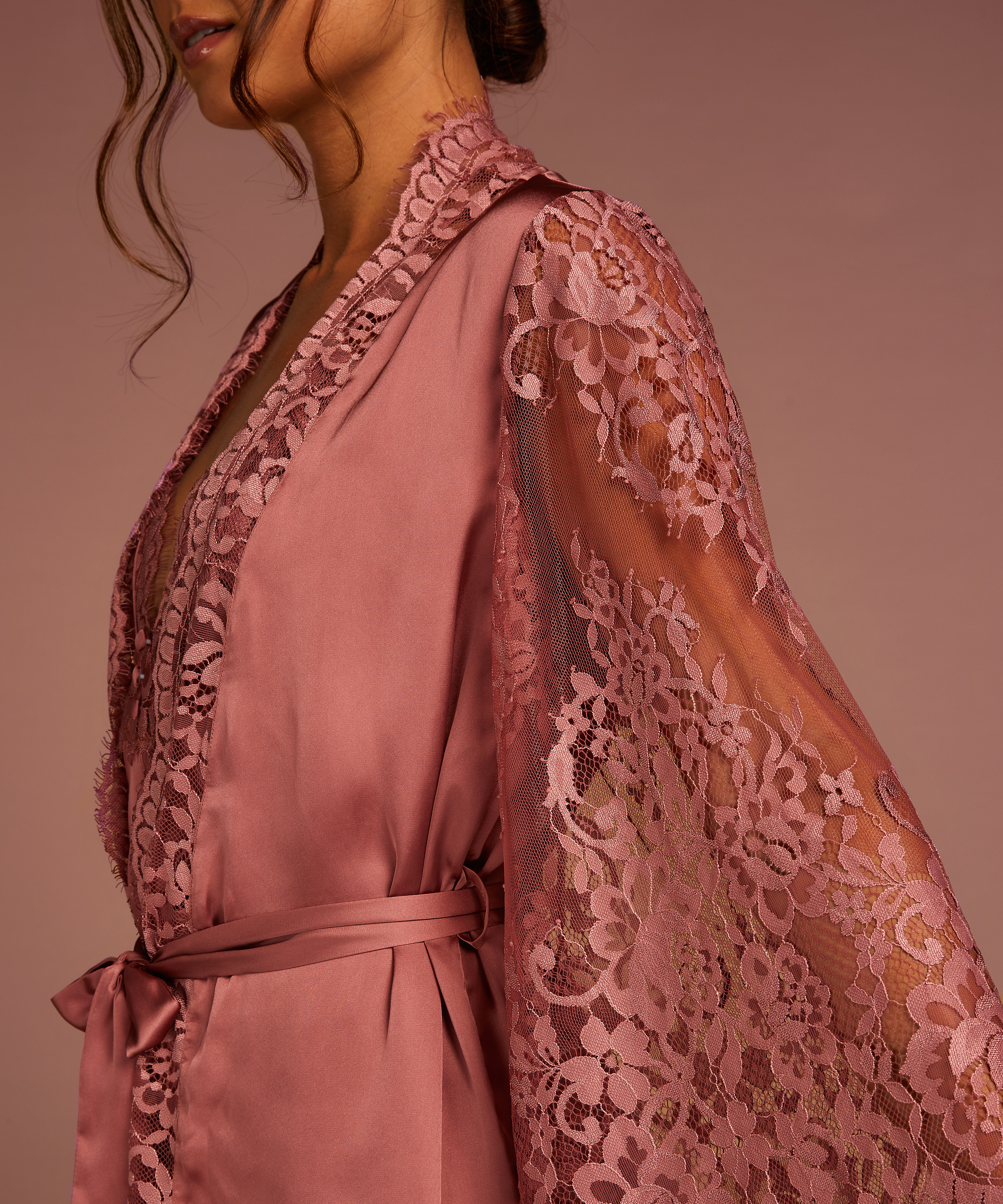 Kimono All Over Lace, Roze, main