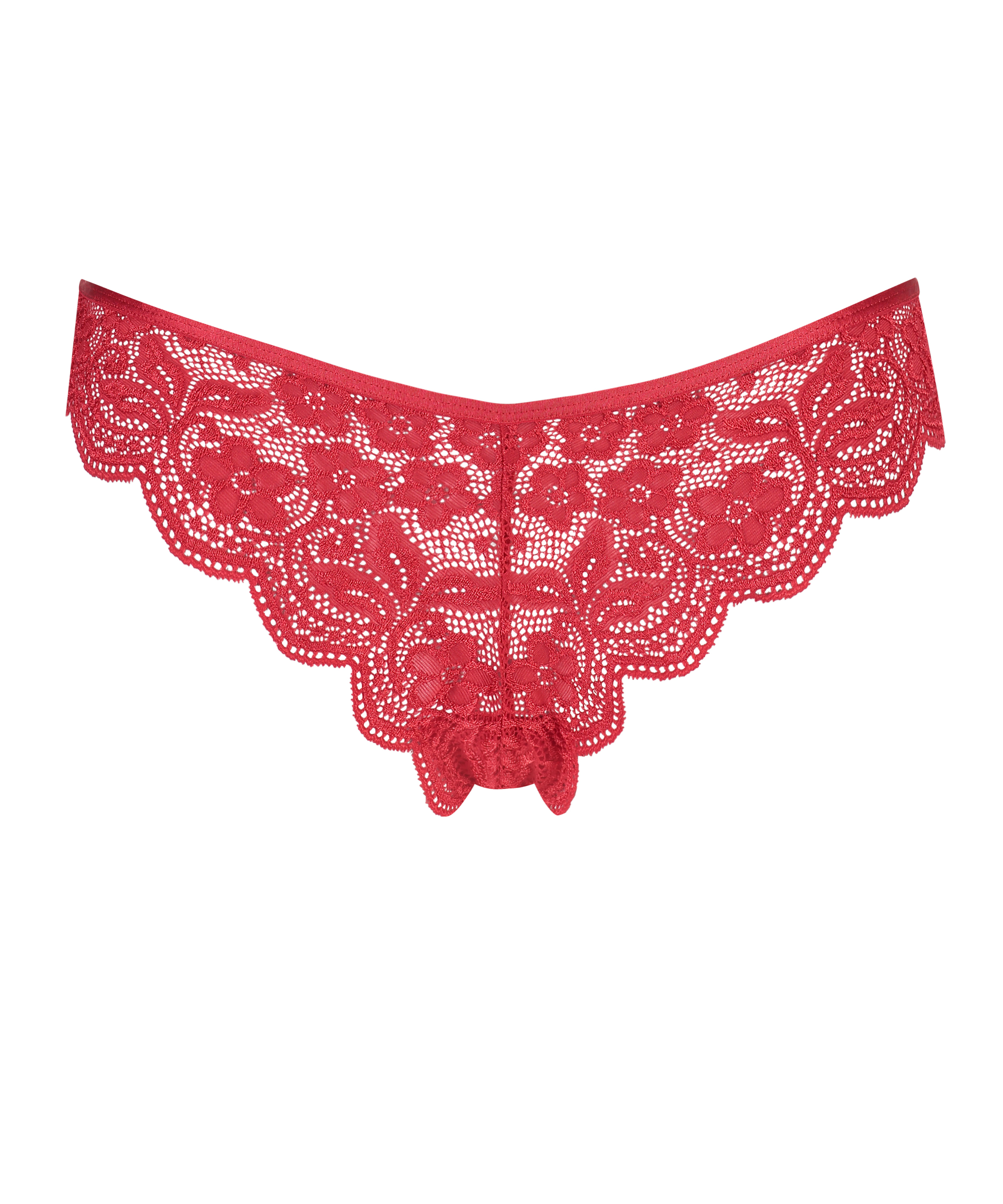 Slip br&eacute;silien jambe haute, Rouge, main