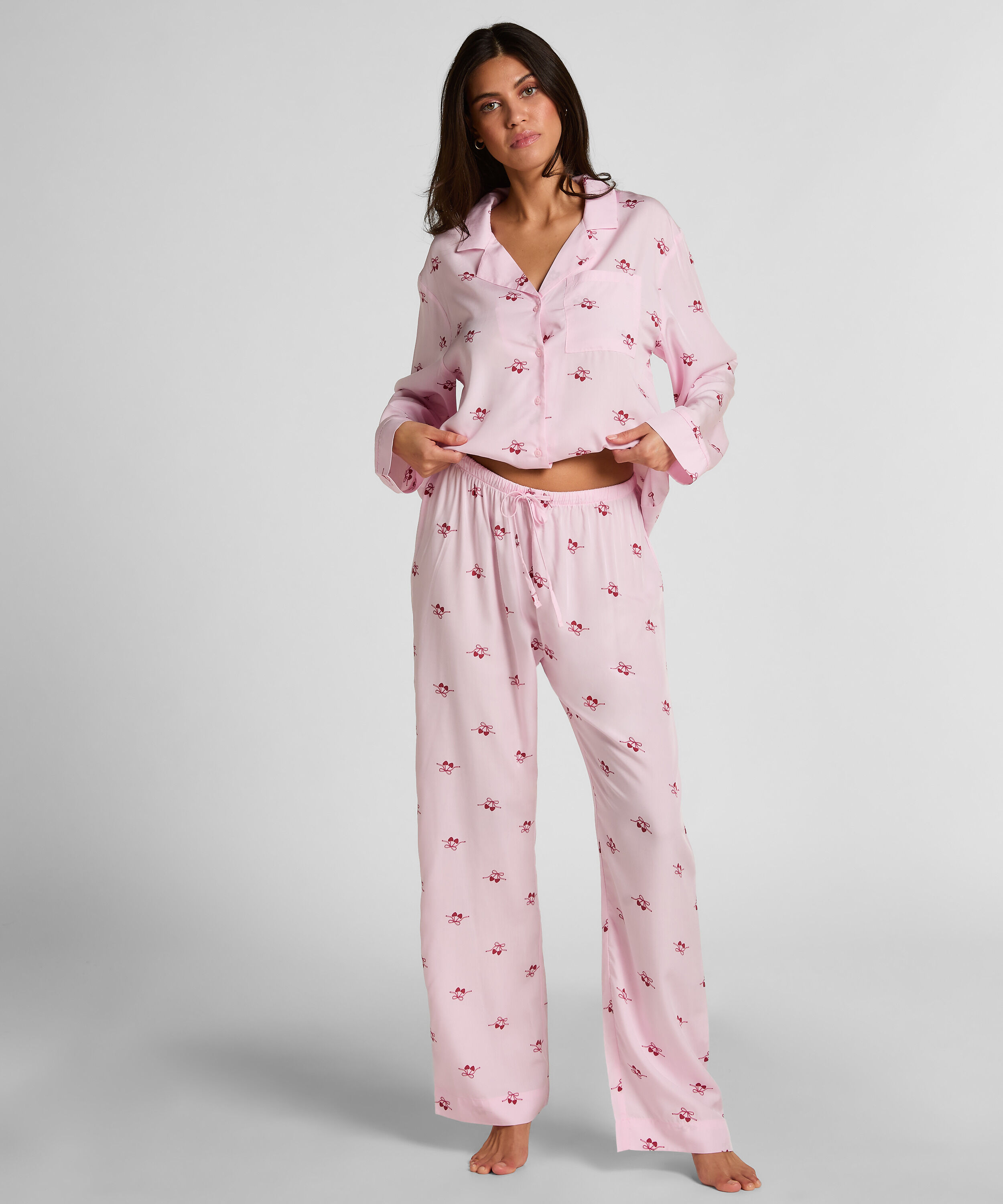 Geweven broek met Kersenprint