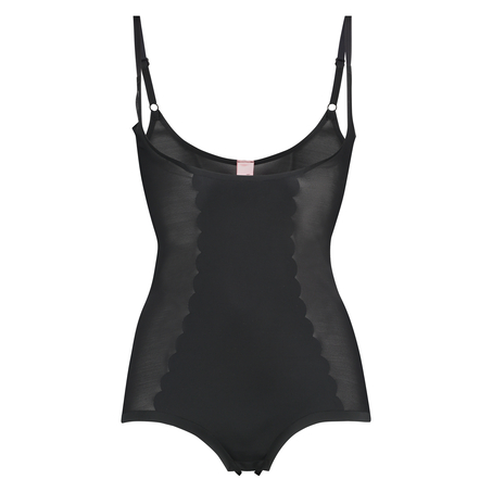 Body sculptant en dentelle festonnée - Level 3, Noir