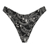 Hoog uitgesneden brazilian bikinibroekje Paisley, Zwart