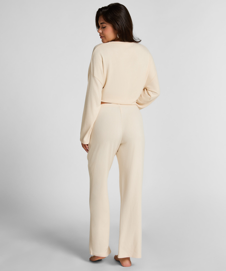 Pantalon Brushed Jersey, Blanc